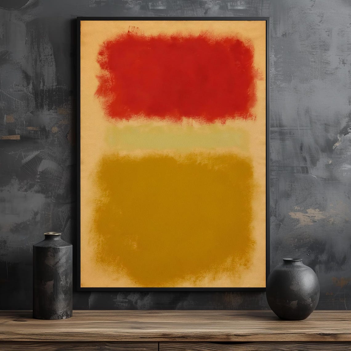Mark Rothko Style Bold Red And Mustard Yellow Abstract Art Poster - Image 2