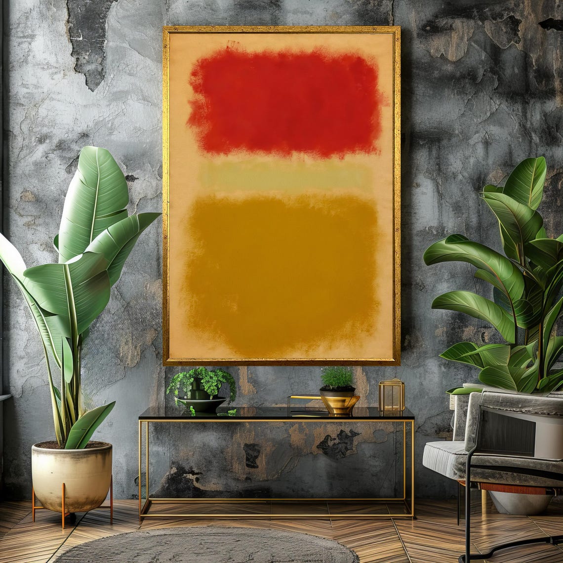 Mark Rothko Style Bold Red And Mustard Yellow Abstract Art Poster - Image 4