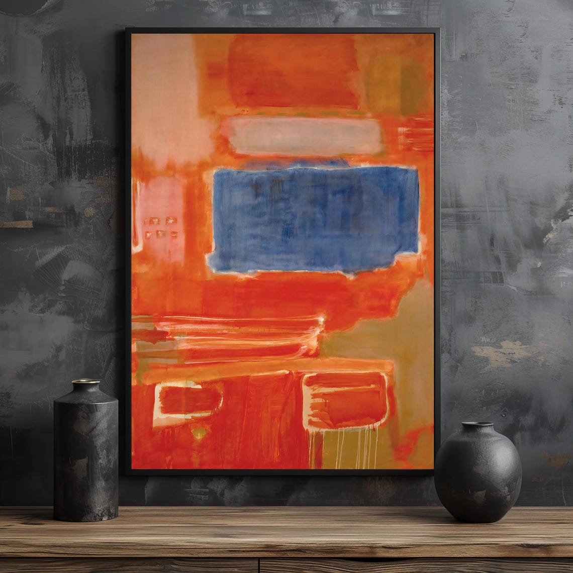 Bold Orange And Blue Abstract Painting By Mark Rothko Vibrant Modern Art For Contemporary Home Decor Gift Idea - Image 2