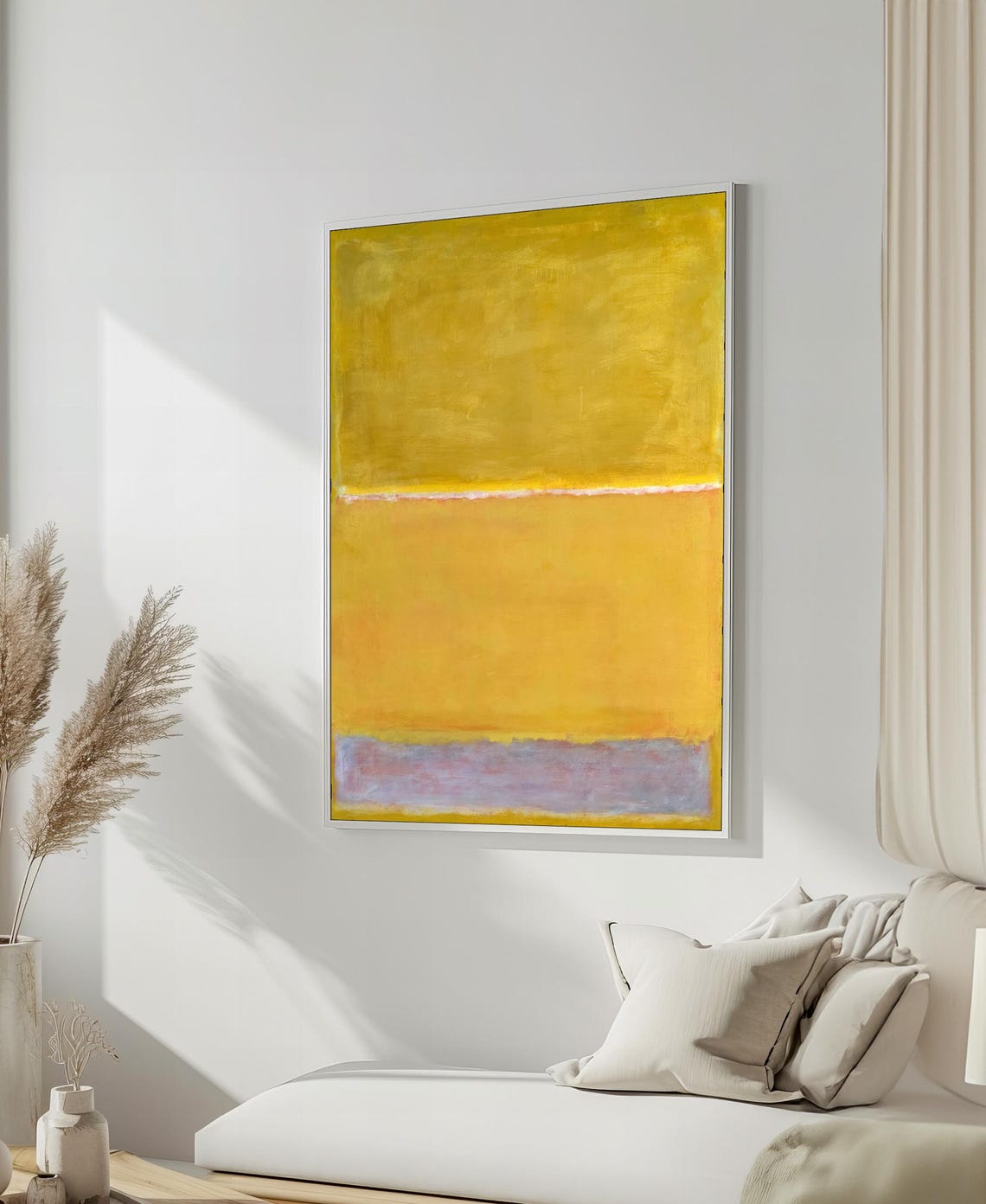 Warm Yellow Color Field Abstract Art With Lavender Band Poster