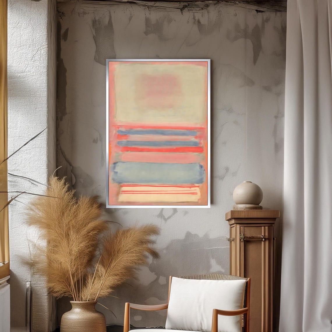 Mark Rothko Style Soft Pastel Stripes Abstract Color Field Art Poster - Image 3