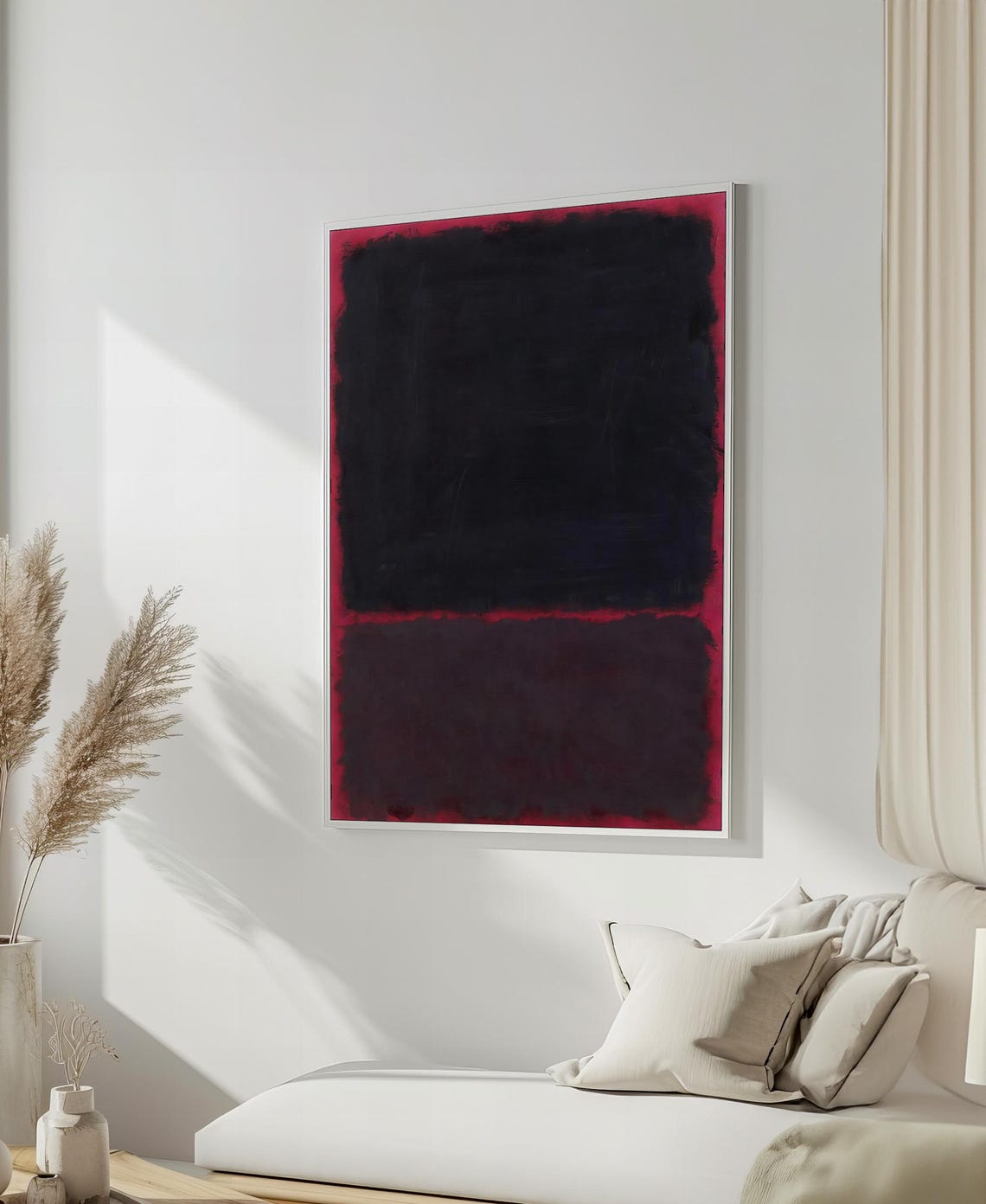 Dark Mark Rothko Painting In Deep Blacks With Subtle Red Accents Bold Abstract Art Gift For Modern Interiors