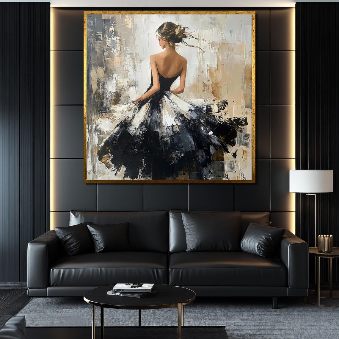 Ballerina in Flowing Black Dress Impressionist Modern Dance Poster - Image 4