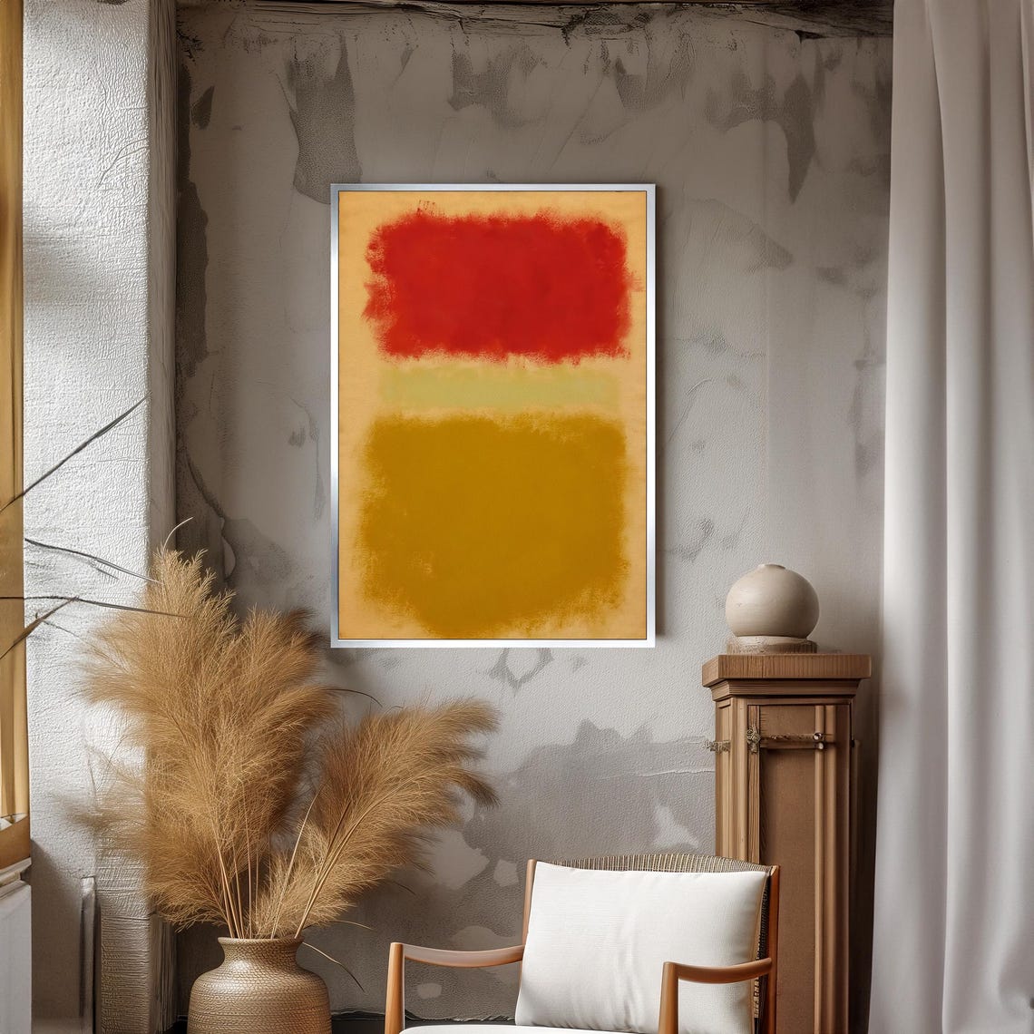 Mark Rothko Style Bold Red And Mustard Yellow Abstract Art Poster - Image 3