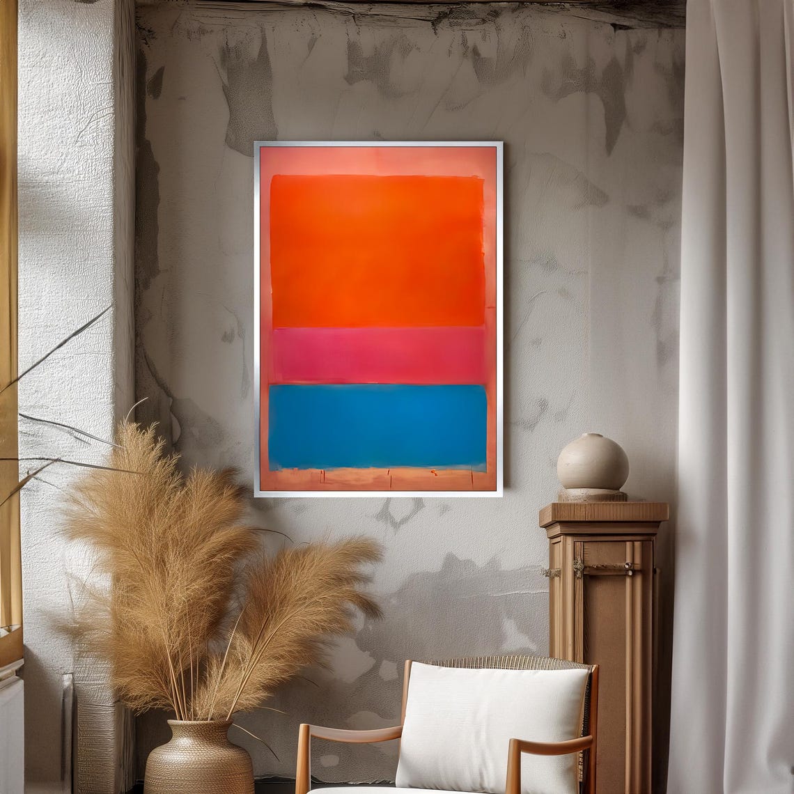 Red Pink Blue Stacked Color Field Abstract Vibrant Modern Poster - Image 3
