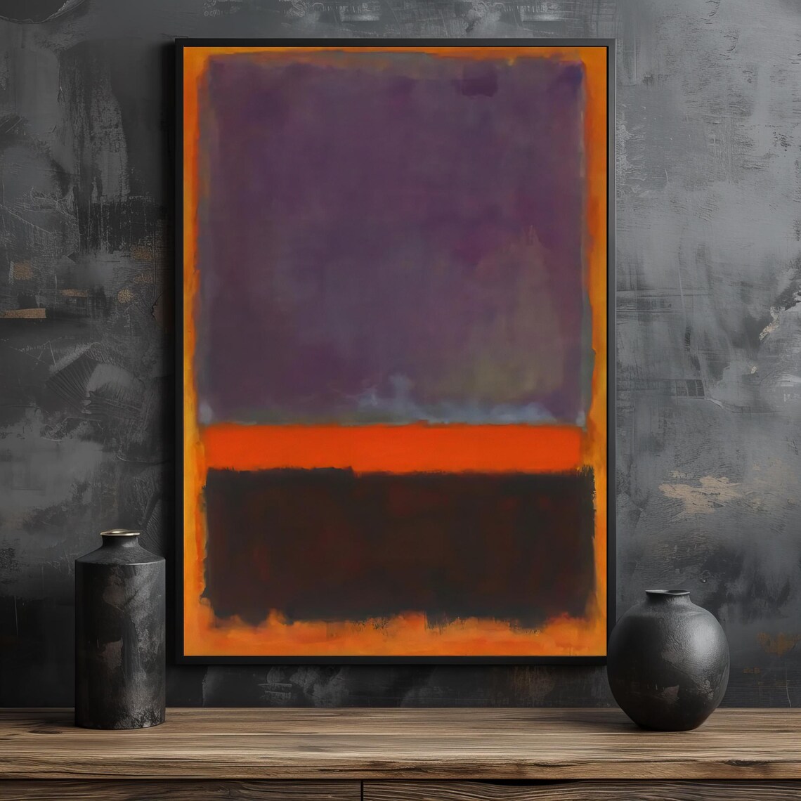 Vibrant Mark Rothko Painting In Rich Purple And Bold Orange Striking Abstract Art Gift For Modern Interiors - Image 2