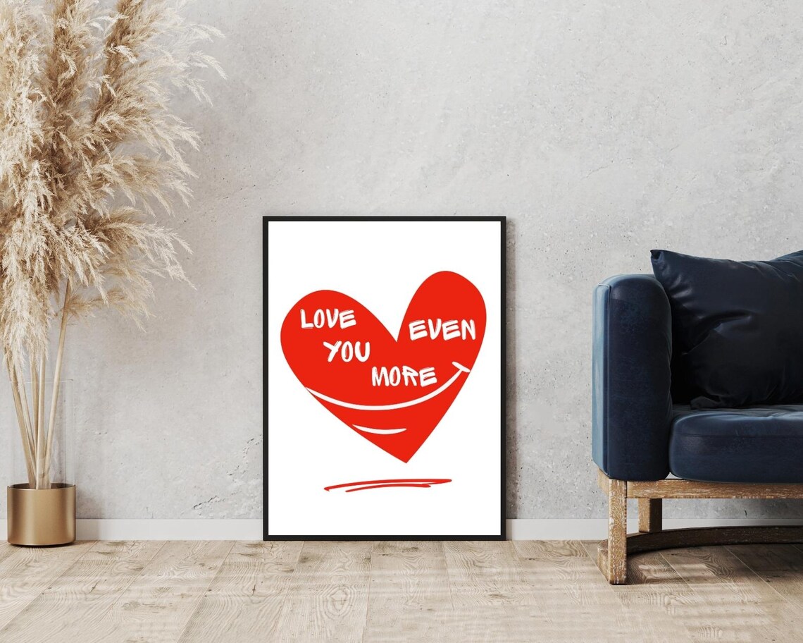 Love You Even More Red Heart Romantic Sweet Couple Love Art Poster - Image 4