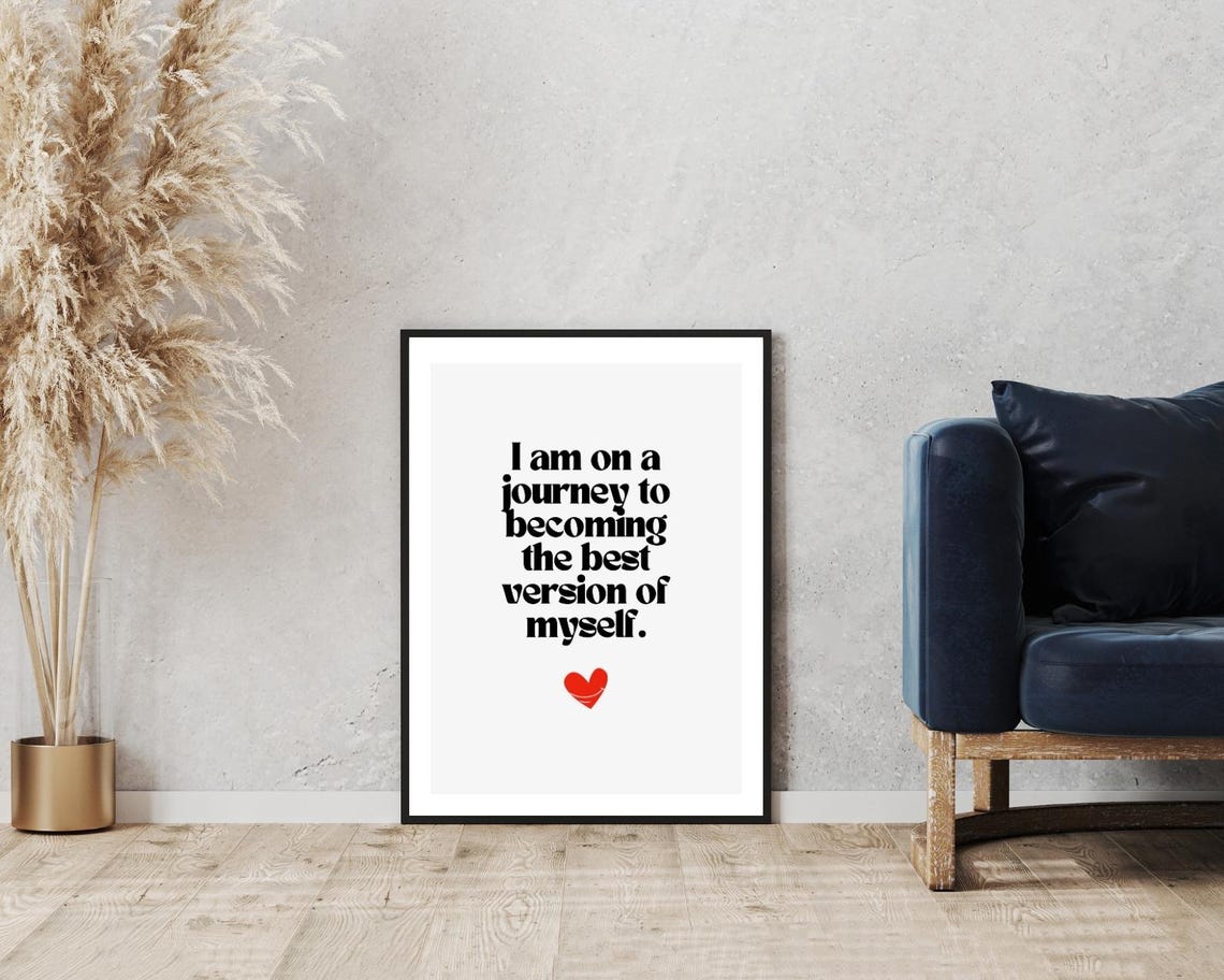 Becoming The Best Version Of Myself Affirmation Quote Heart Poster - Image 3