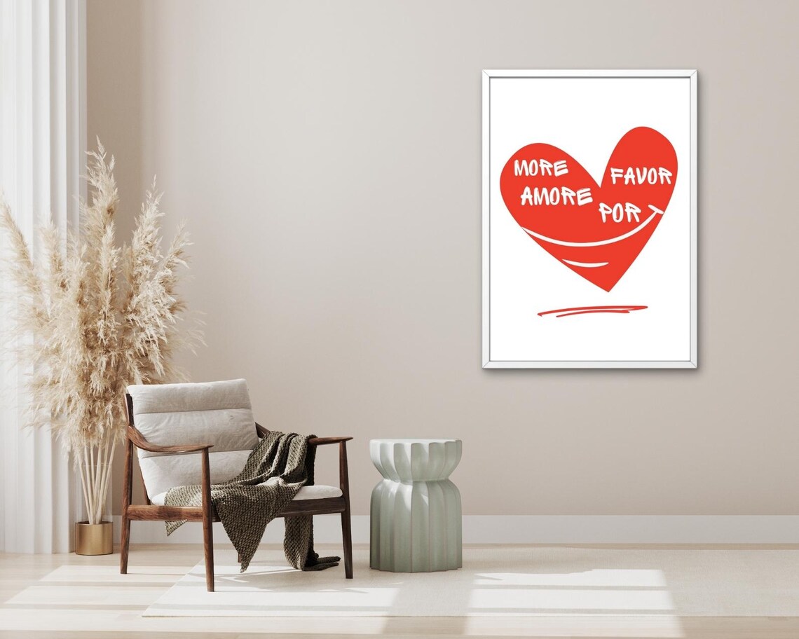 More Amore Por Favor Red Heart Italian Love Sweet Romantic Poster - Image 3