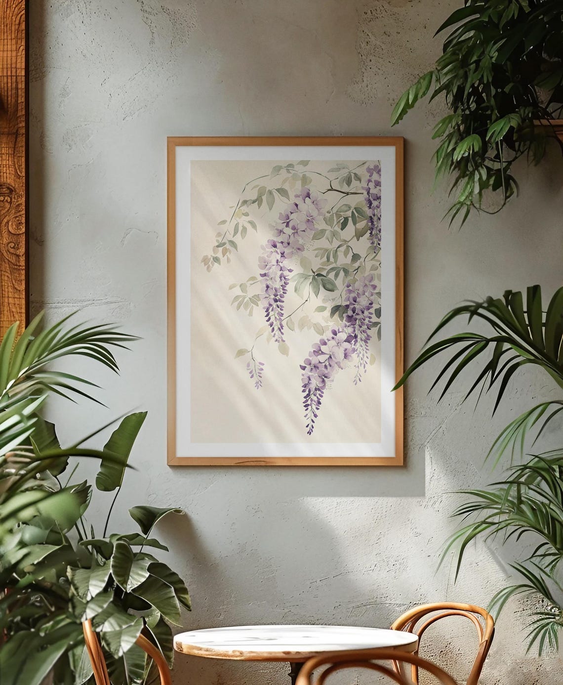 Purple Wisteria Clusters Hanging Watercolor Botanical Art Poster