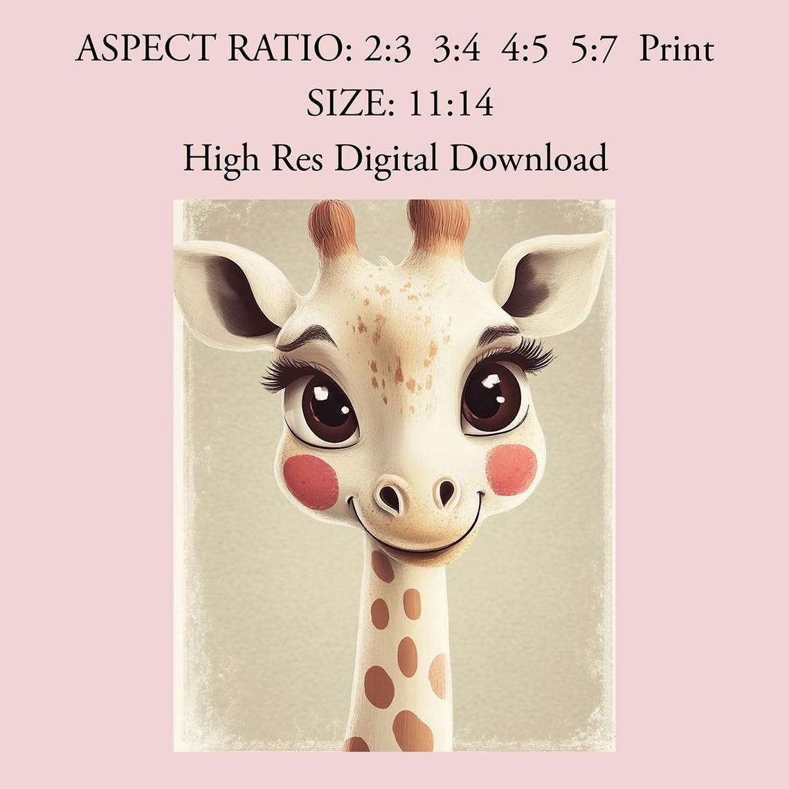 Adorable Baby Giraffe Nursery Animal Illustration Kids Room Poster - Image 2