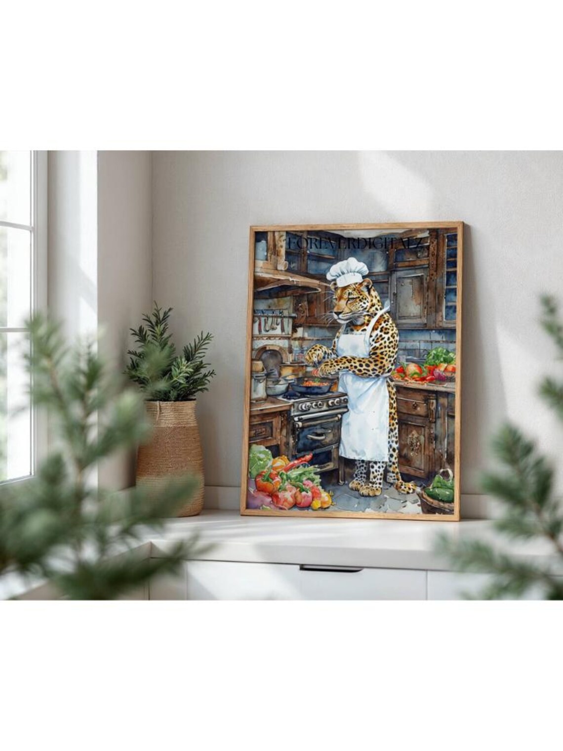 Leopard Kitchen Decor, Funny Retro Wall Art