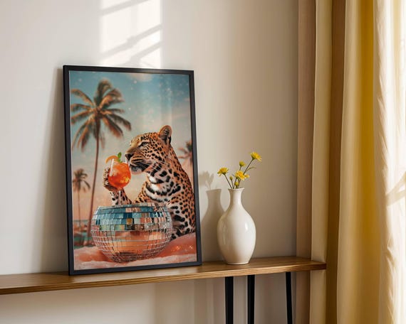 Leopard Cheetah Trendy Retro Art Print