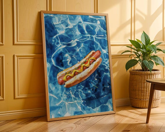 Hotdog Wall Art Funny Wall Art Beachy Wall Art Summer Wall Art Wall Art Trendy Retro Wall Art Humor