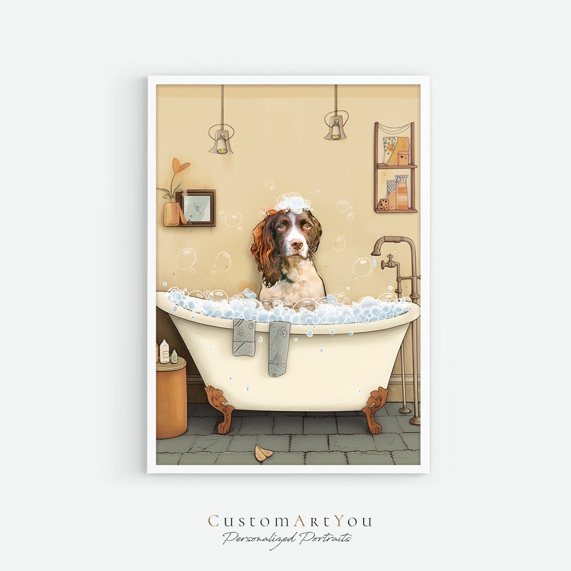 Funny Dog Portrait From Photo Pet Portrait Custom Dog Painting Funny Bathroom Wall Art Print Cat Painting Custom Portrait Illustration - Image 4