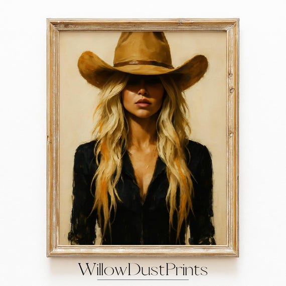 Western Cowgirl Wall Art Printrustic Modern Farmhouse Decorcountry Girl Portrait Giftcowgirl Poster For Home