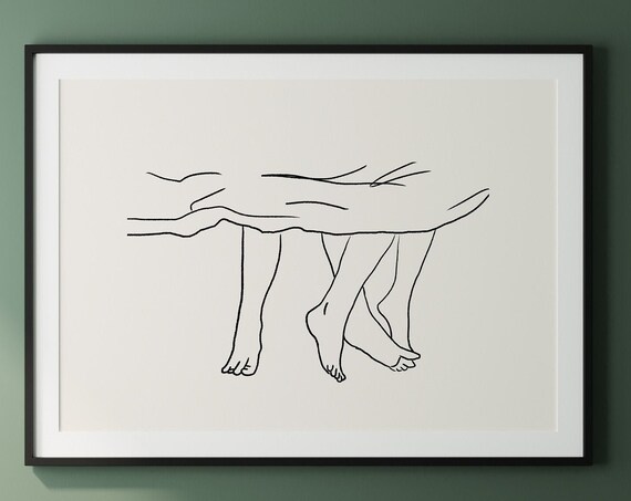 Lovers Entwined Minimalist Line Art Poster Romantic Couple Modern Bedroom Decor