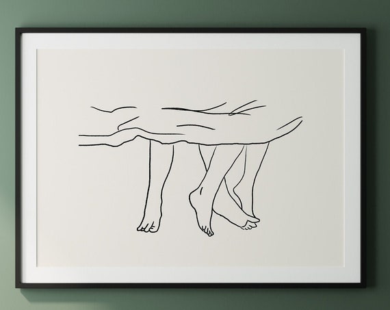 Lovers Line Art Print Couple Soulmate Poster Wall Art Bedroom Prints Nude Decor Over Bed Prints Minimalist