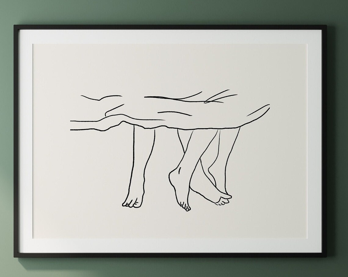 Lovers Entwined Minimalist Line Art Poster Romantic Couple Modern Bedroom Decor