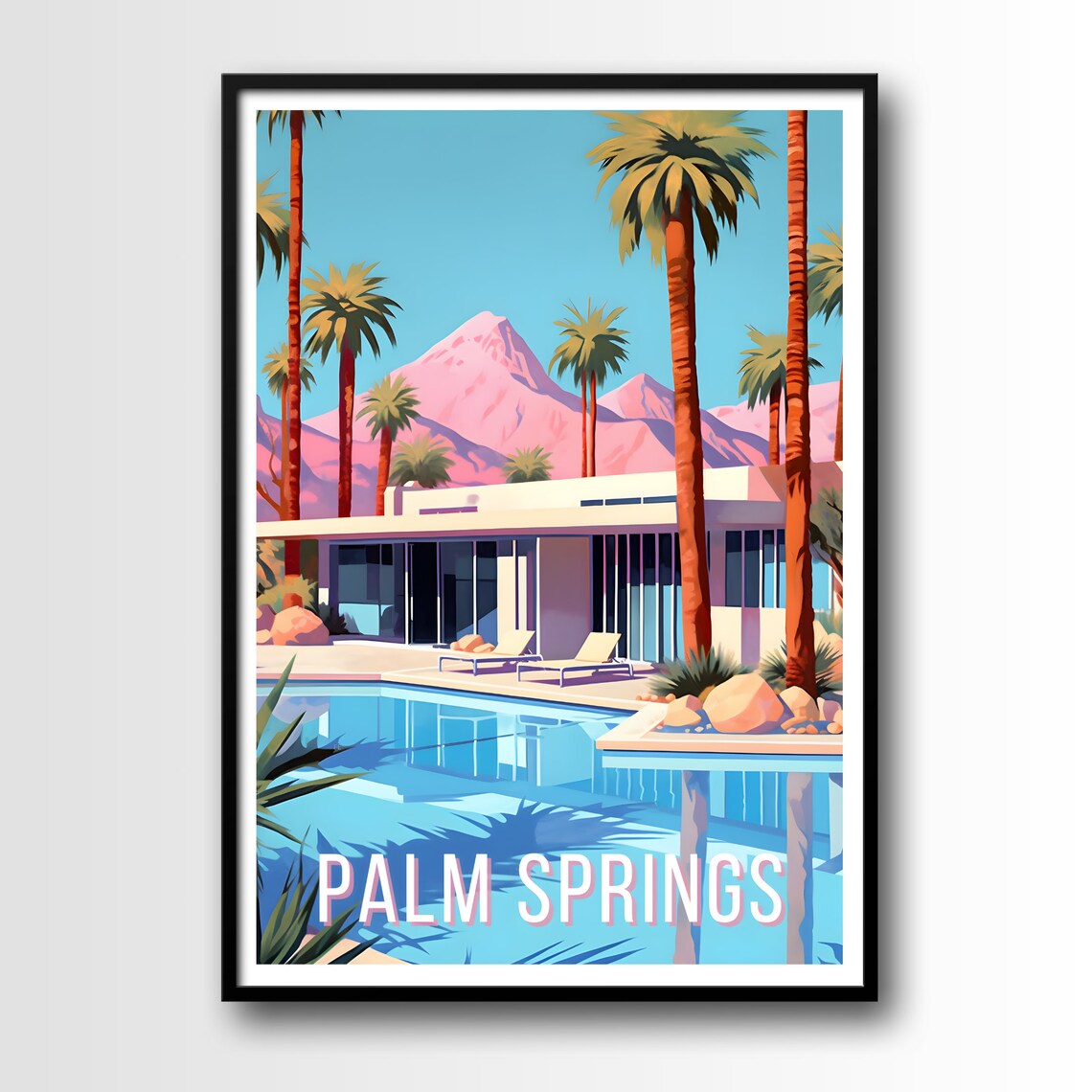 Palm Springs Travel Poster, Pool Side Wall Art