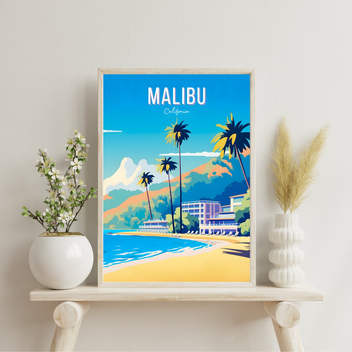 Malibu Travel Poster Malibu Print Malibu Wall Art Malibu Wall Art California Poster Malibu Gift California - Image 2