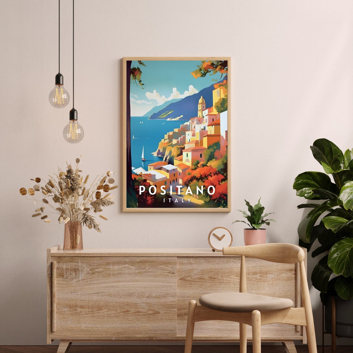 Positano Italy Cliffside Village Amalfi Coast View Travel Poster - Image 2