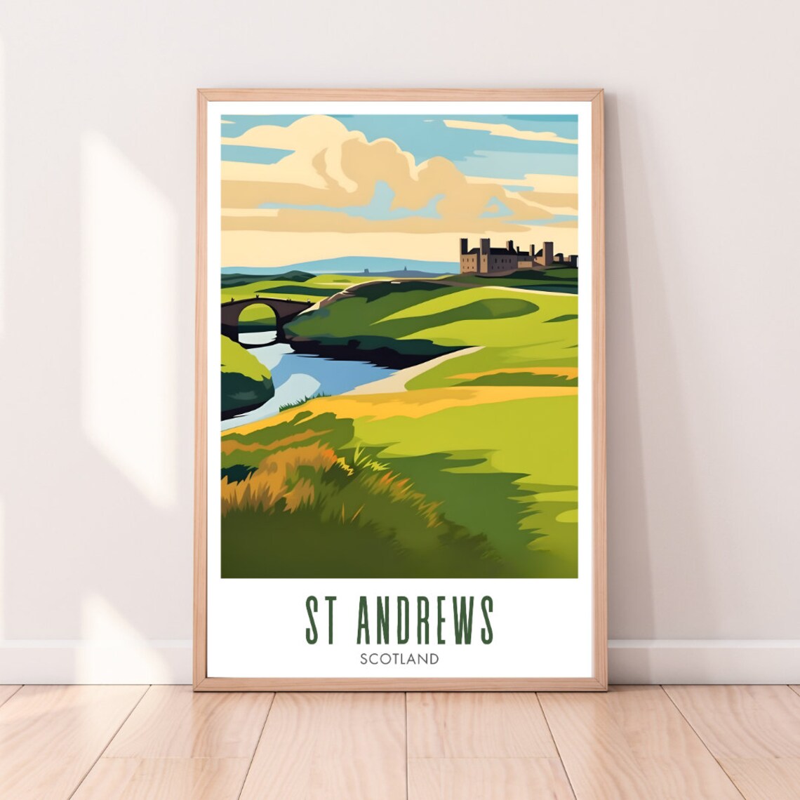 St Andrews Scotland Old Course Bridge Links Golf Travel Poster Art - Image 2