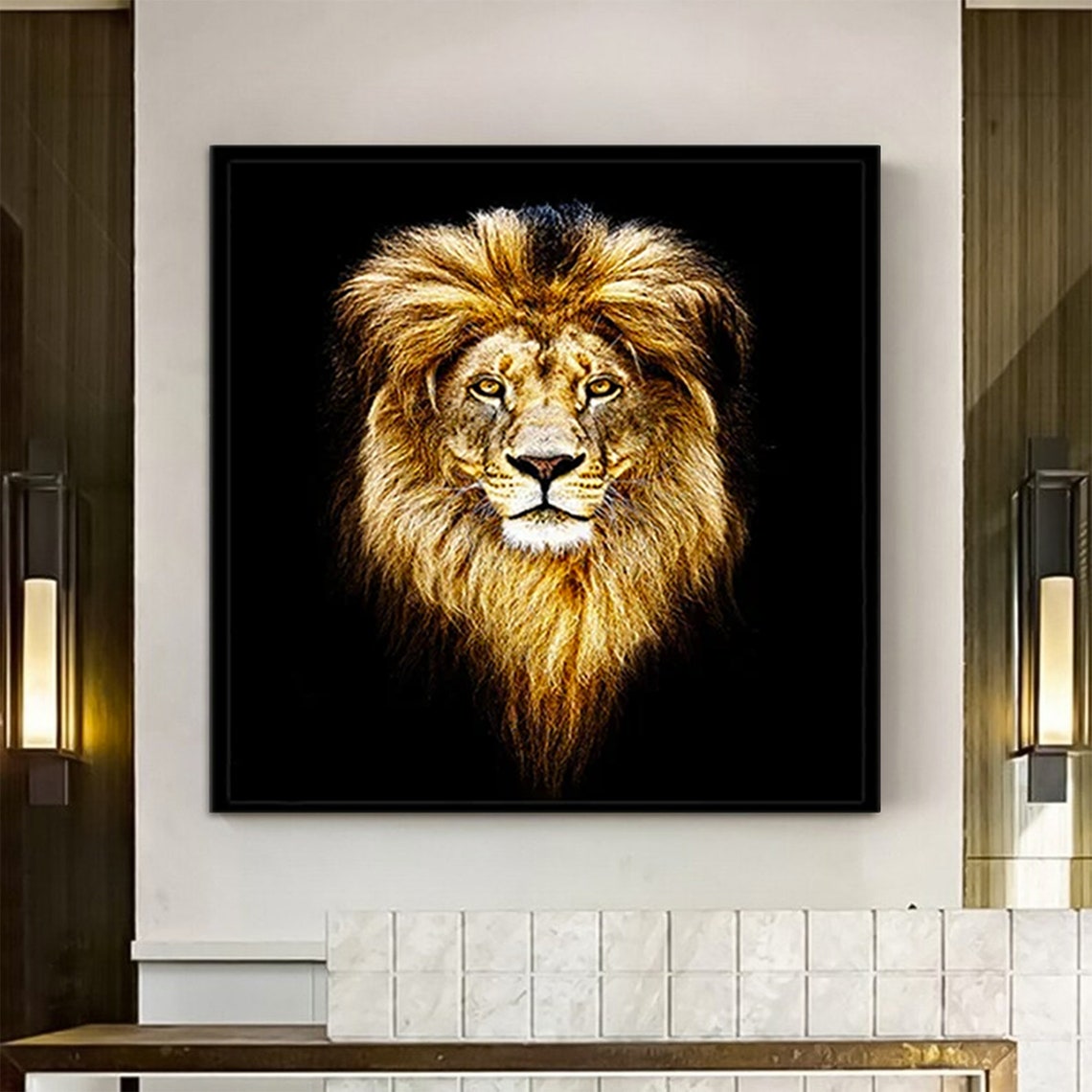 Lion Wall Art Canvas Animal Modern Print Home Decor Luxury Waal
