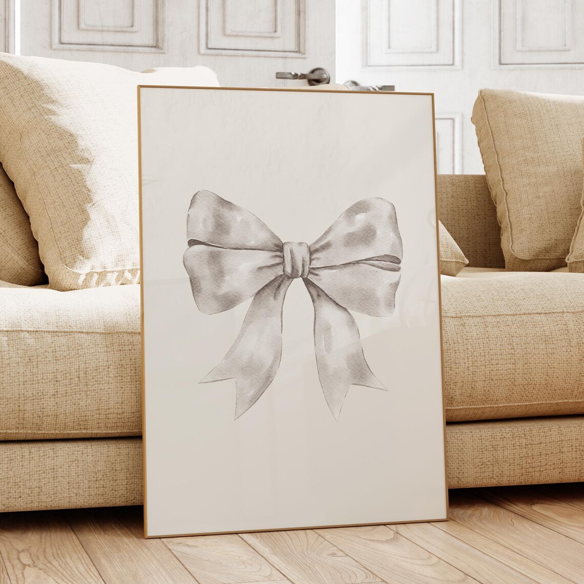 White Watercolor Bow Ribbon Coquette Balletcore Bedroom Poster