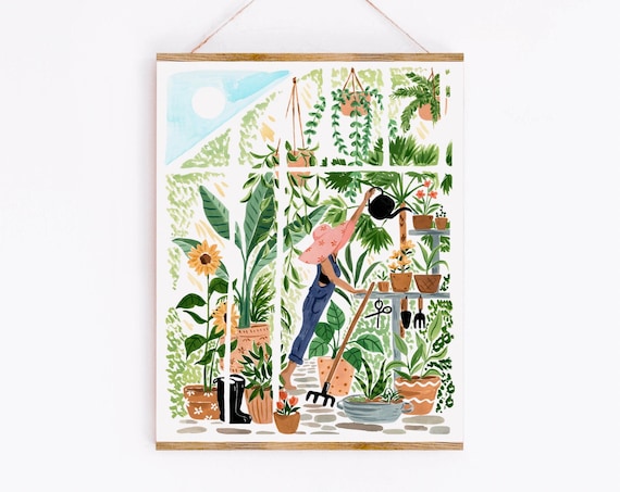 Botanical Garden Art Print, Floral Wall Art