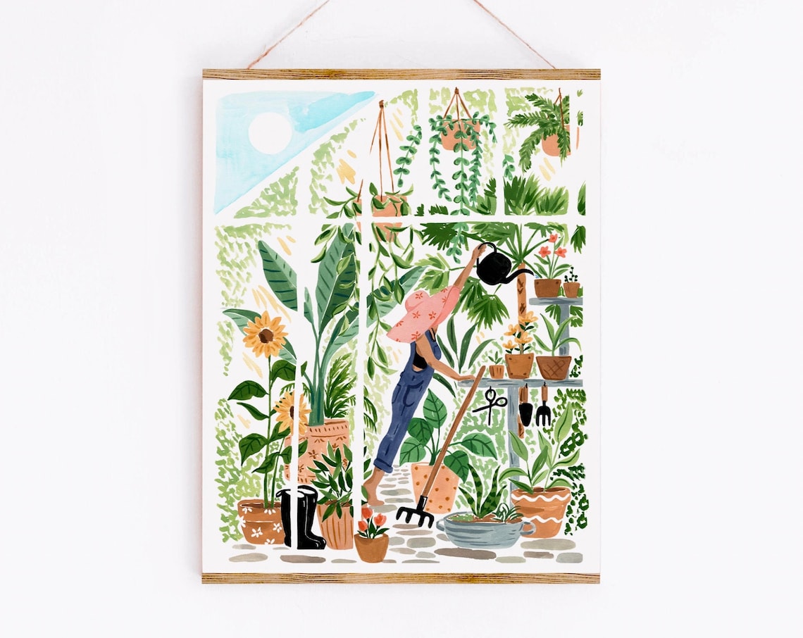 Botanical Garden Art Print, Floral Wall Art