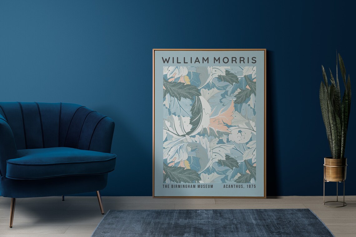 William Morris Acanthus 1875 Pastel Blue Floral Museum Art Poster