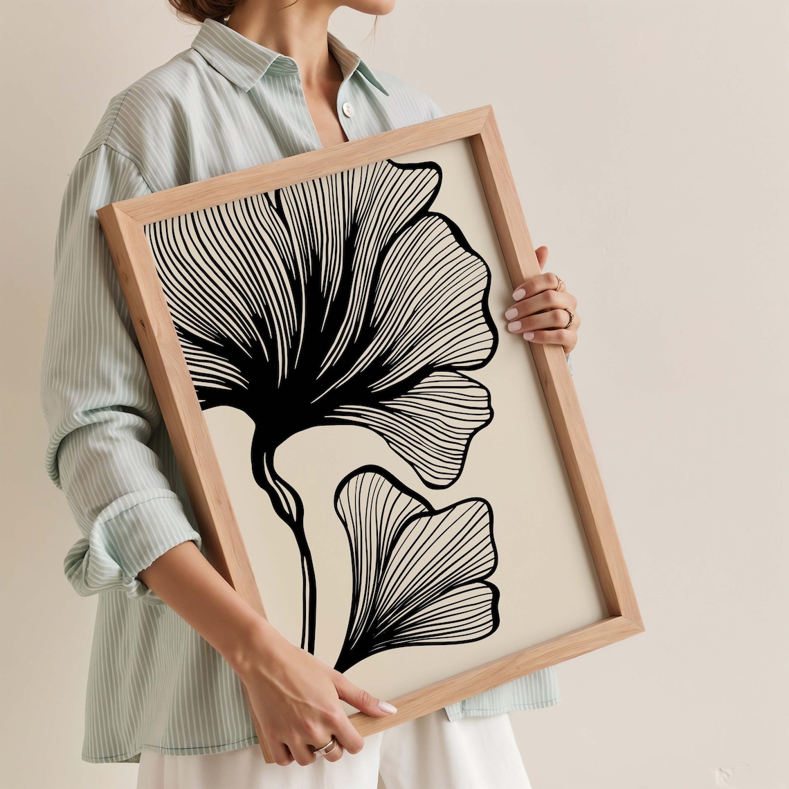 Minimalist Ginkgo Leaf Art Print, Modern Botanical