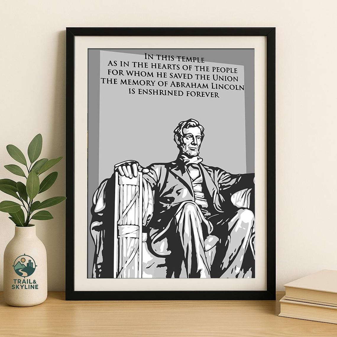 Abraham Lincoln Memorial Statue Historic Quote Washington DC Poster
