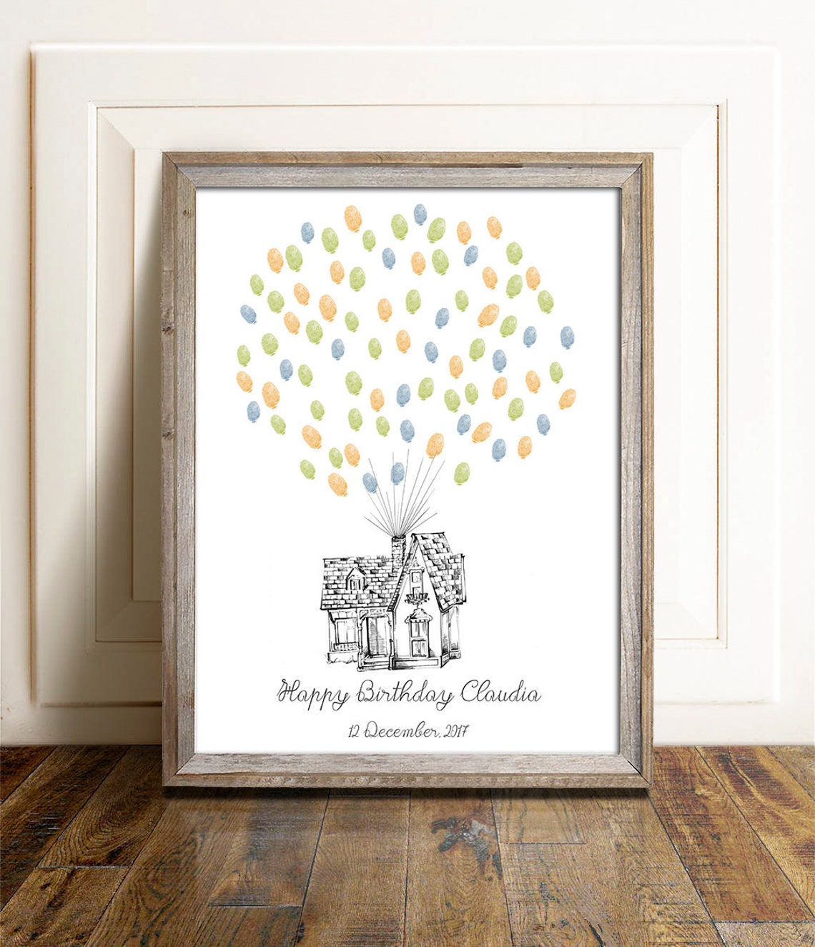 Up House Thumbprint Guest Book, Wedding Fingerprint Decor - Image 3