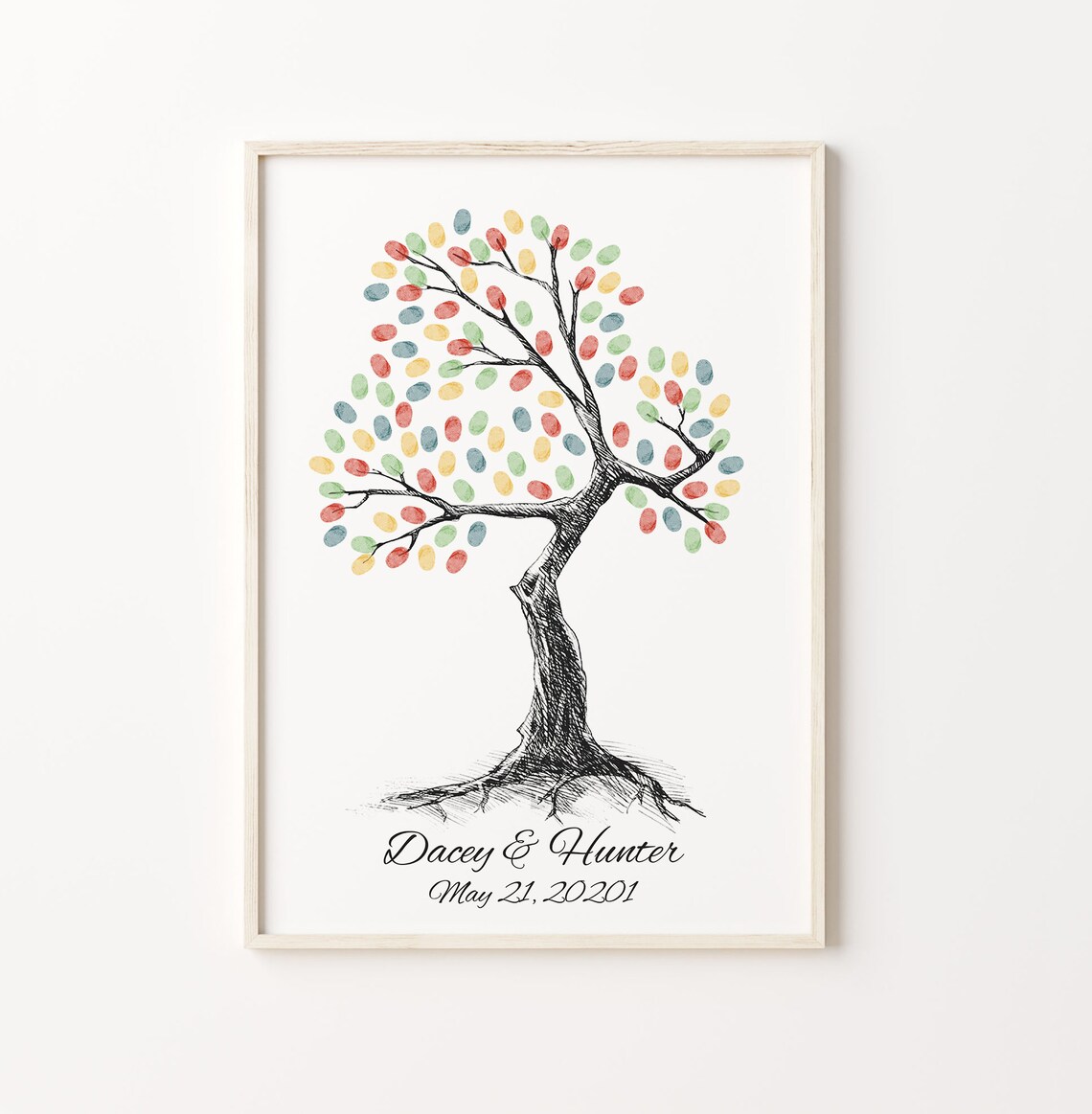 Sketch Fingerprint Tree Wedding Guest Book