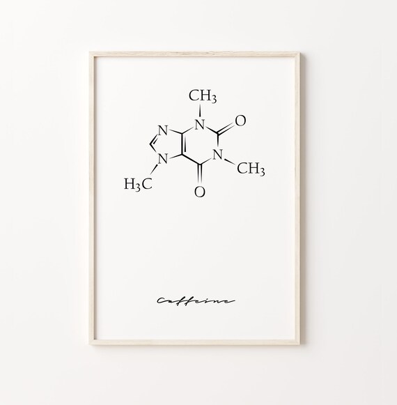 Caffeine Molecule Art Coffee Print Kitchen Wall Art Kitchen Decor Caffeine Print Science Poster Instant
