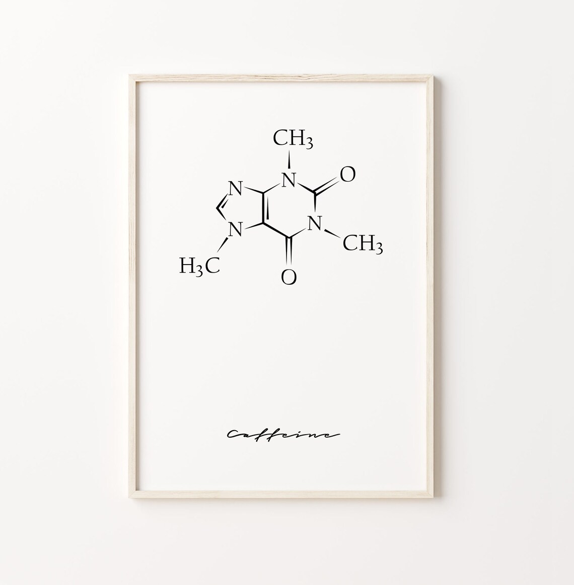 Caffeine Molecule Art Coffee Print Kitchen Wall Art Kitchen Decor Caffeine Print Science Poster Instant