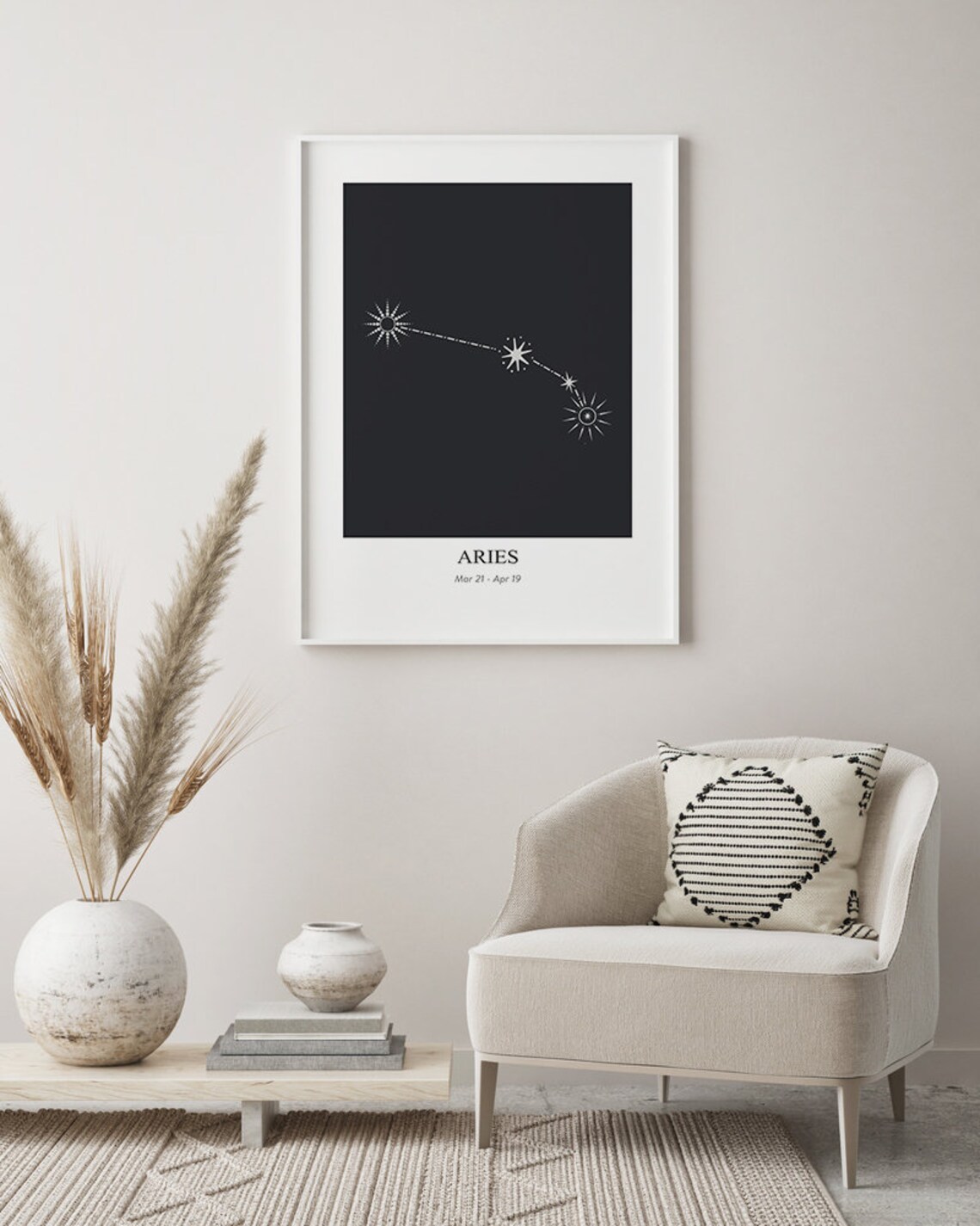 Aries Constellation Art Print, Modern Geometric Poster - Image 3