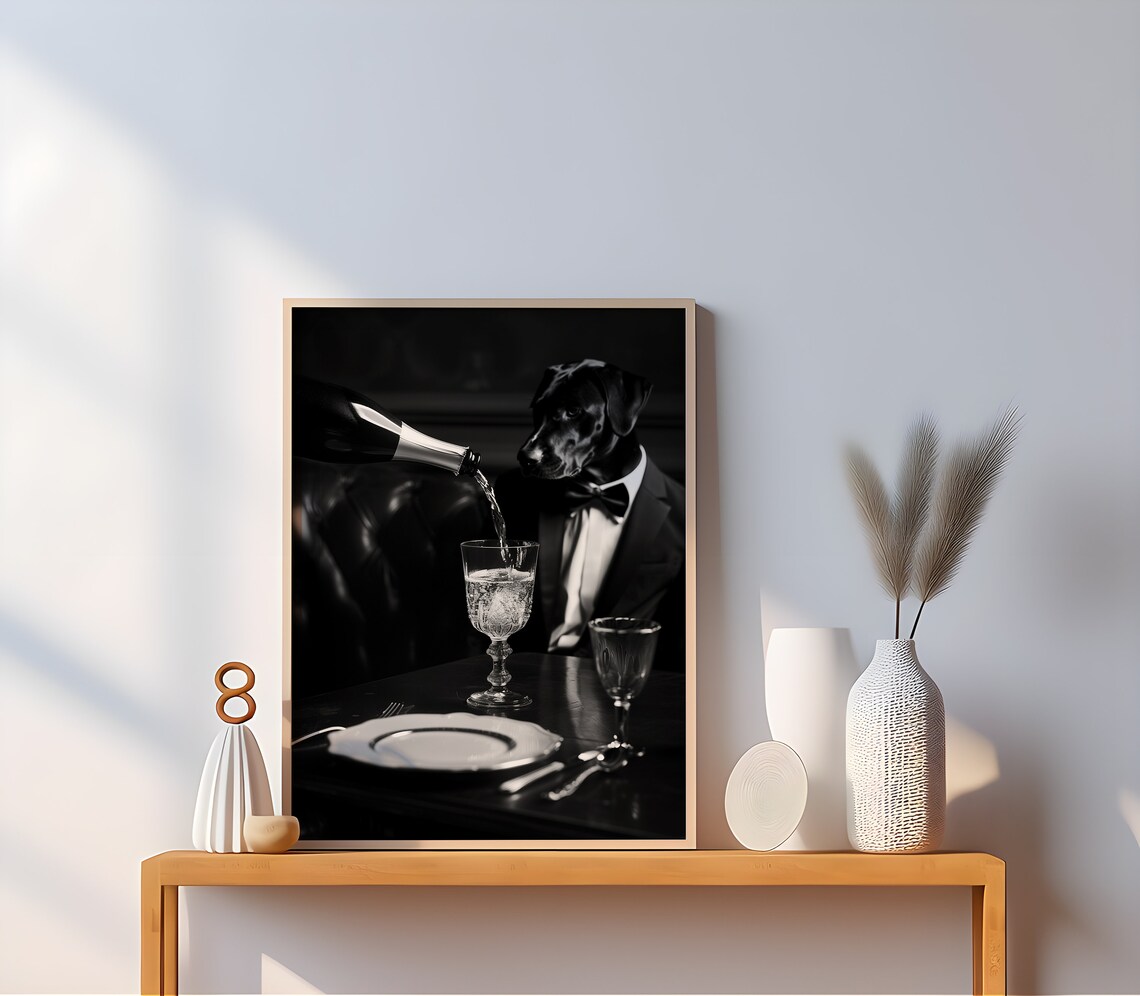 Black Lab in Tuxedo Champagne Funny Dog Poster for Dog Lovers - Image 4