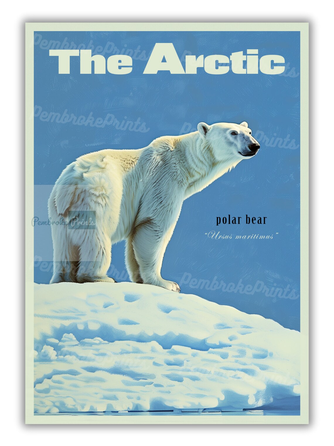 Vintage Polar Bear Art Print, Retro Alaskan Poster - Image 3
