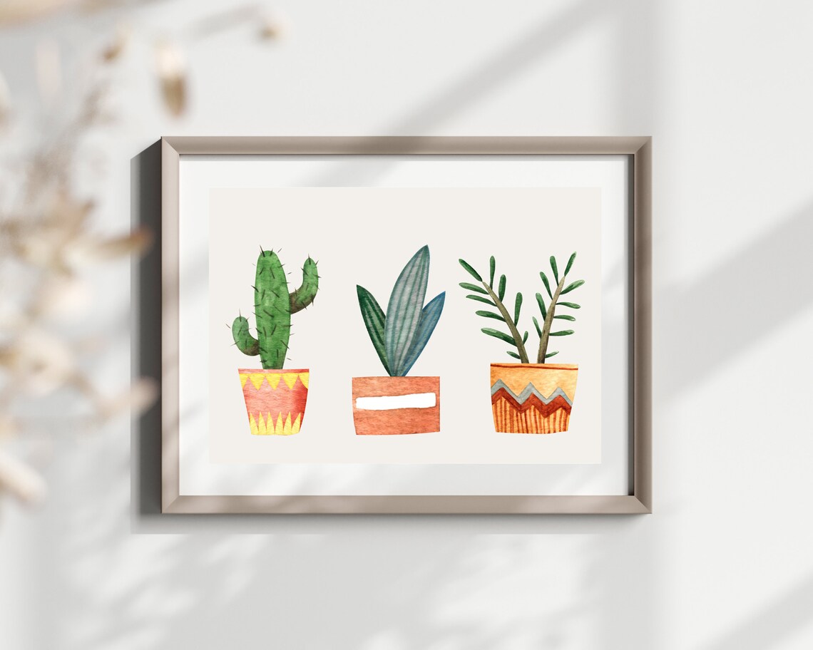 Boho Cactus Watercolor Poster Print, Botanical - Image 3