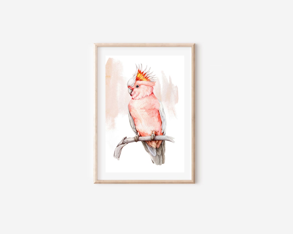 Watercolor Cockatoo Print Pink Cockatoo Art Print Cockatoo Bird Wall Art Tropical Bird Art Print Cockatoo Illustration - Image 4