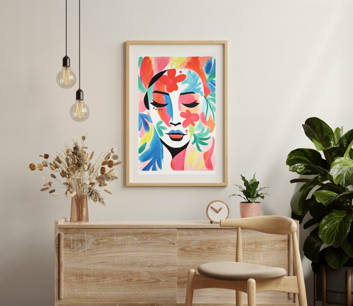 Matisse Inspired Abstract Lady Portrait, Modern Art - Image 3