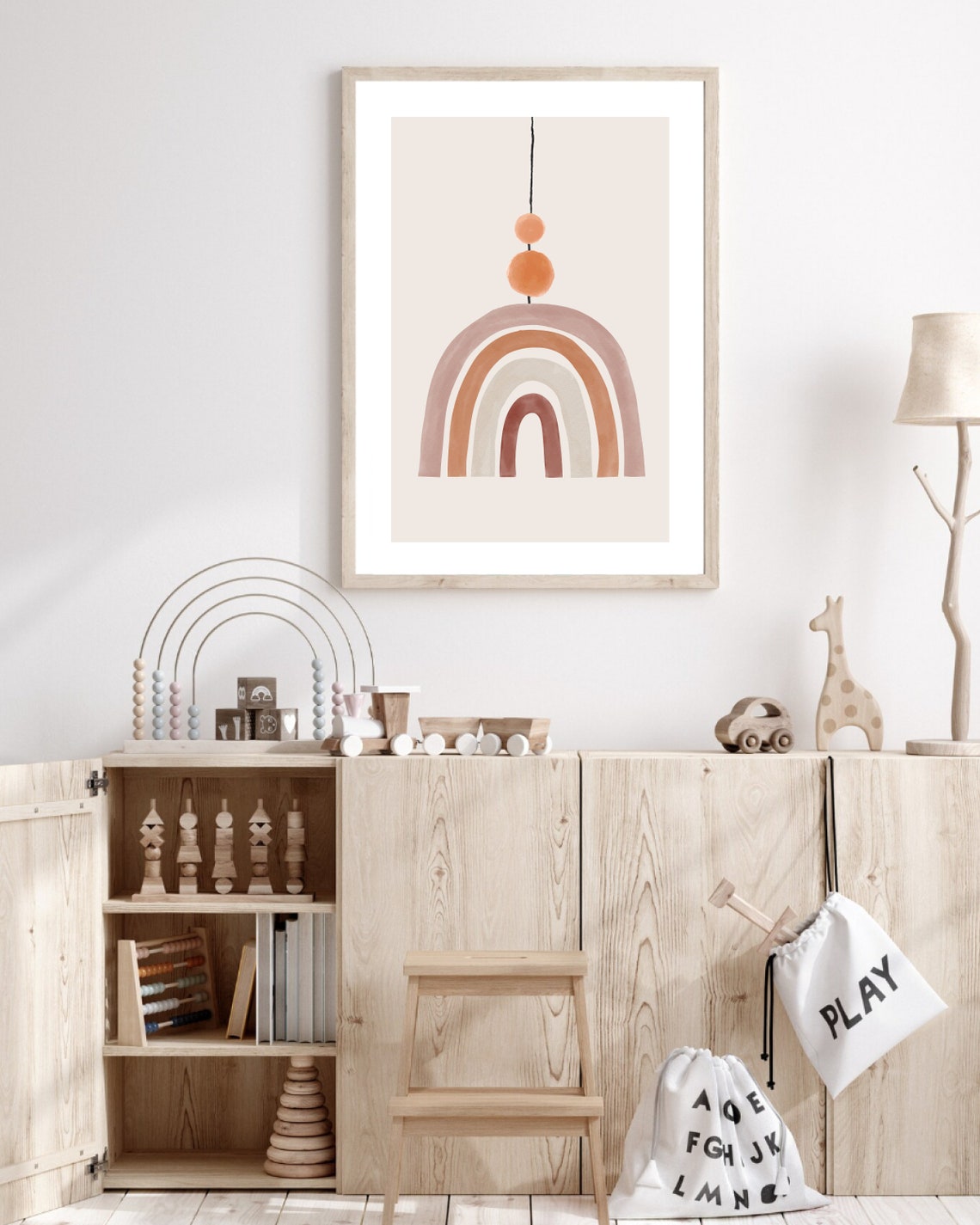 Boho Minimalist Terracotta Rainbow Nursery Poster Print - Image 3
