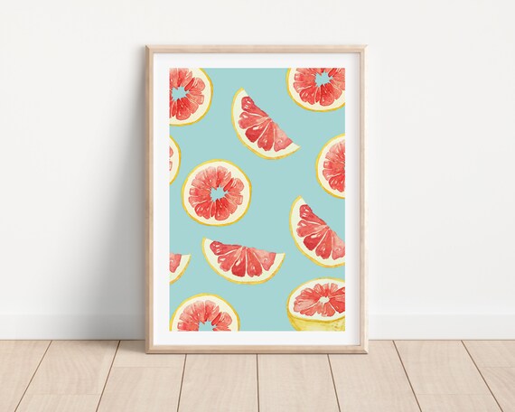 Grapefruit Print Citrus Print Watercolor Grapefruit Art Kitchen Print Watercolor Fruit Art Modern Fruit Print Citrus Kitchen Art