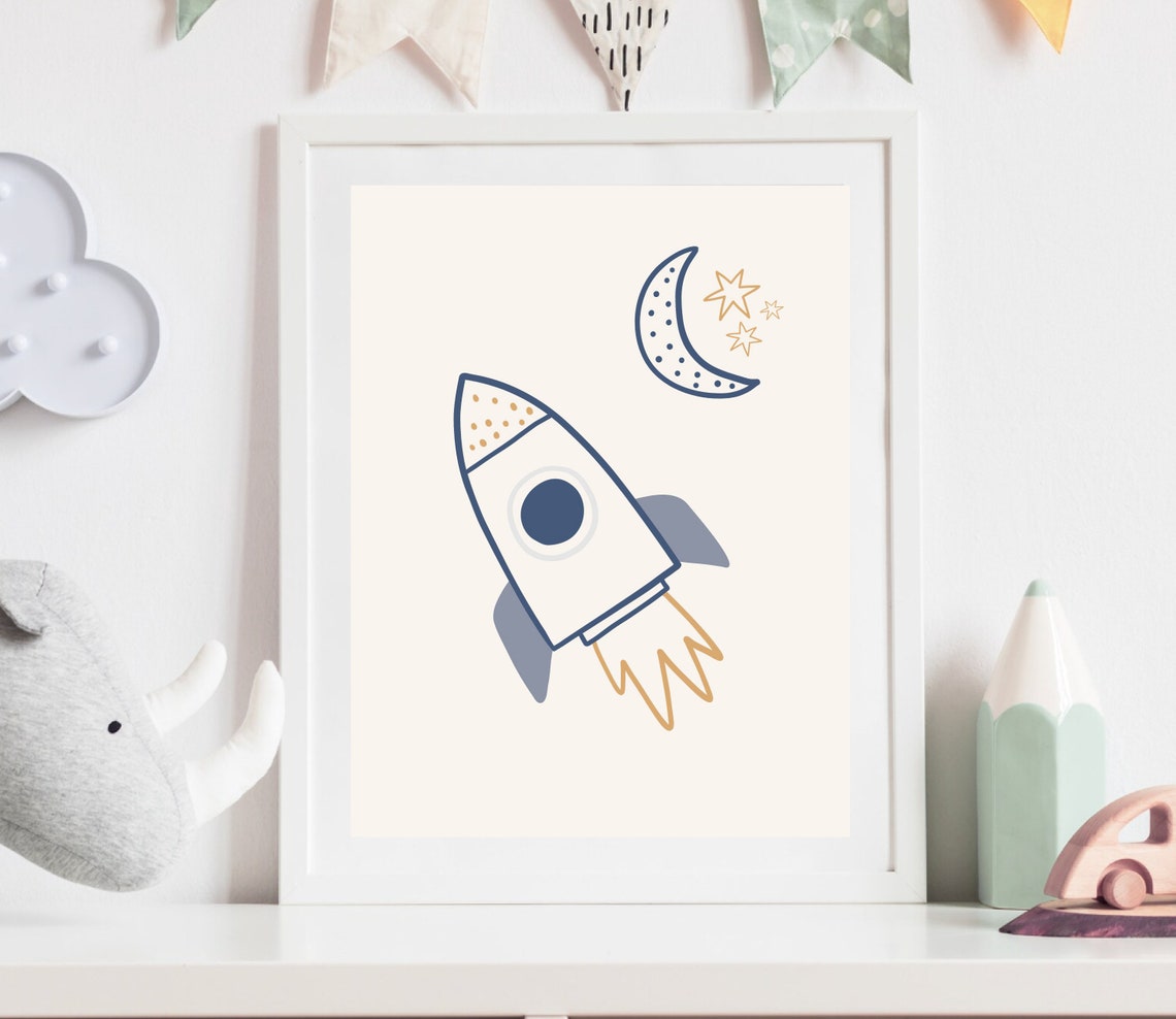 Rocket Ship Outer Space Nursery Art Print - Image 3