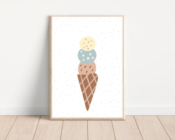 Modern Nursery Ice Cream Cone Poster Print