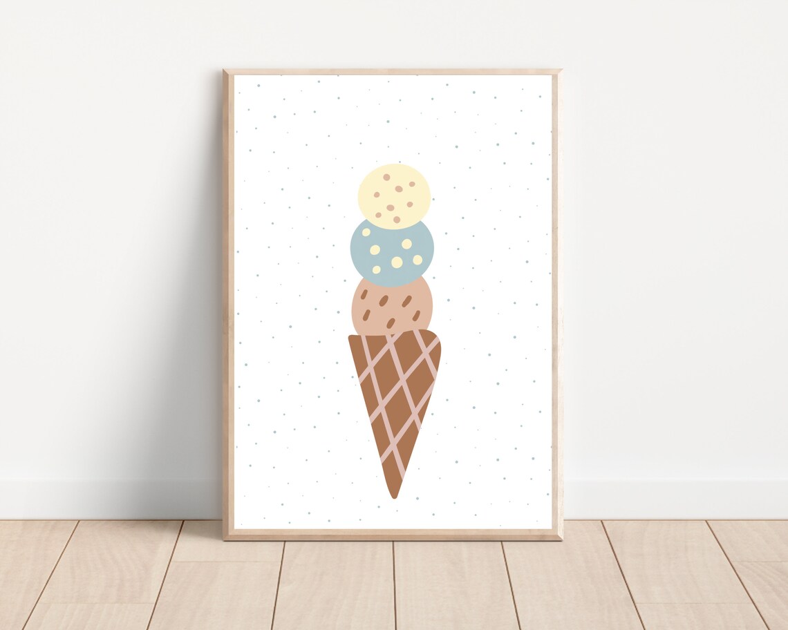 Modern Nursery Ice Cream Cone Poster Print