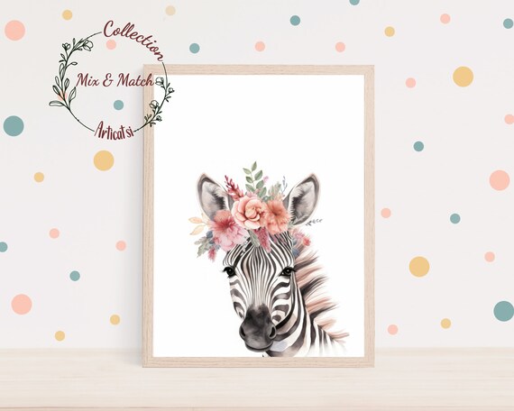 Zebra Nursery Decor, Watercolor Animal Painting